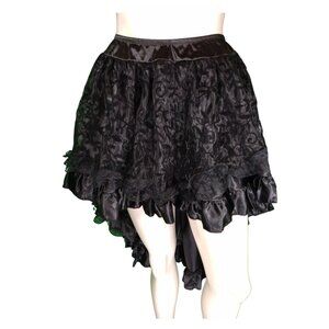 Black Hi Low Skirt with leaf lace overlay